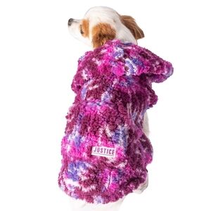 NIP! Justice Pet Polyester Spiral Tie Dye Sherpa Hoodie